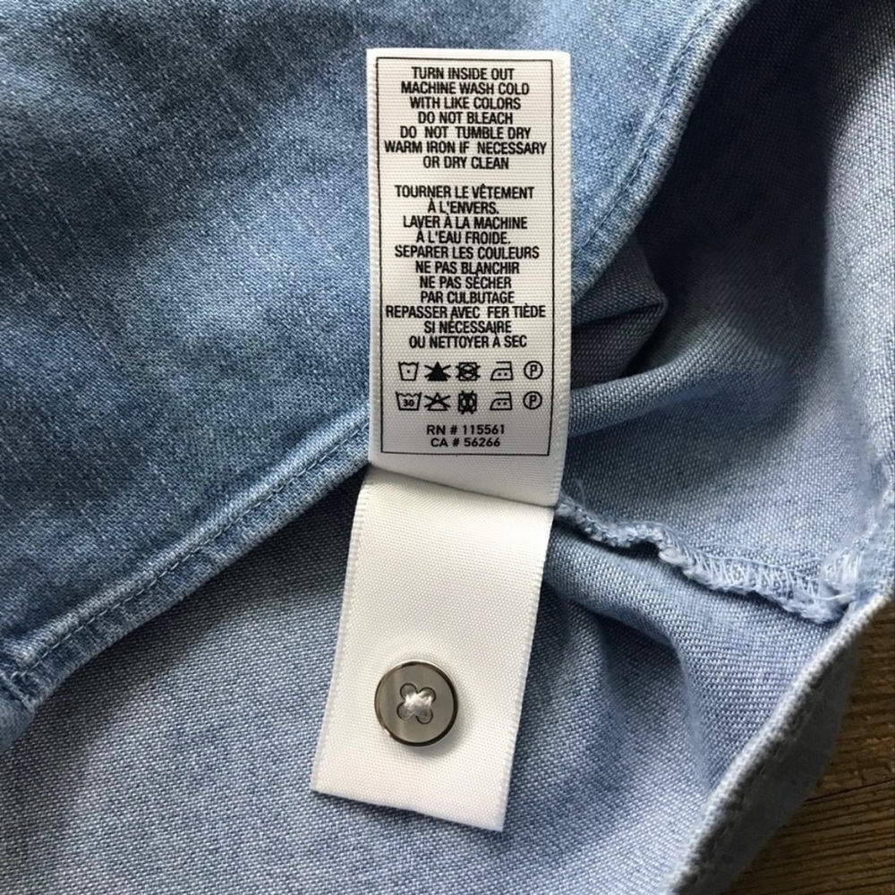 7FAM Ruffled Button Front Denim Shirt - Picture 7 of 7